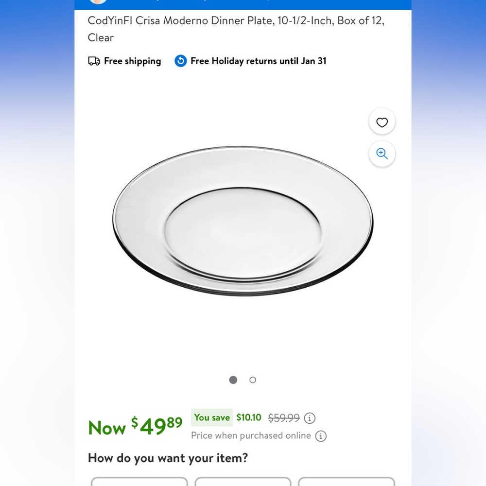 Clear glass dinner plates